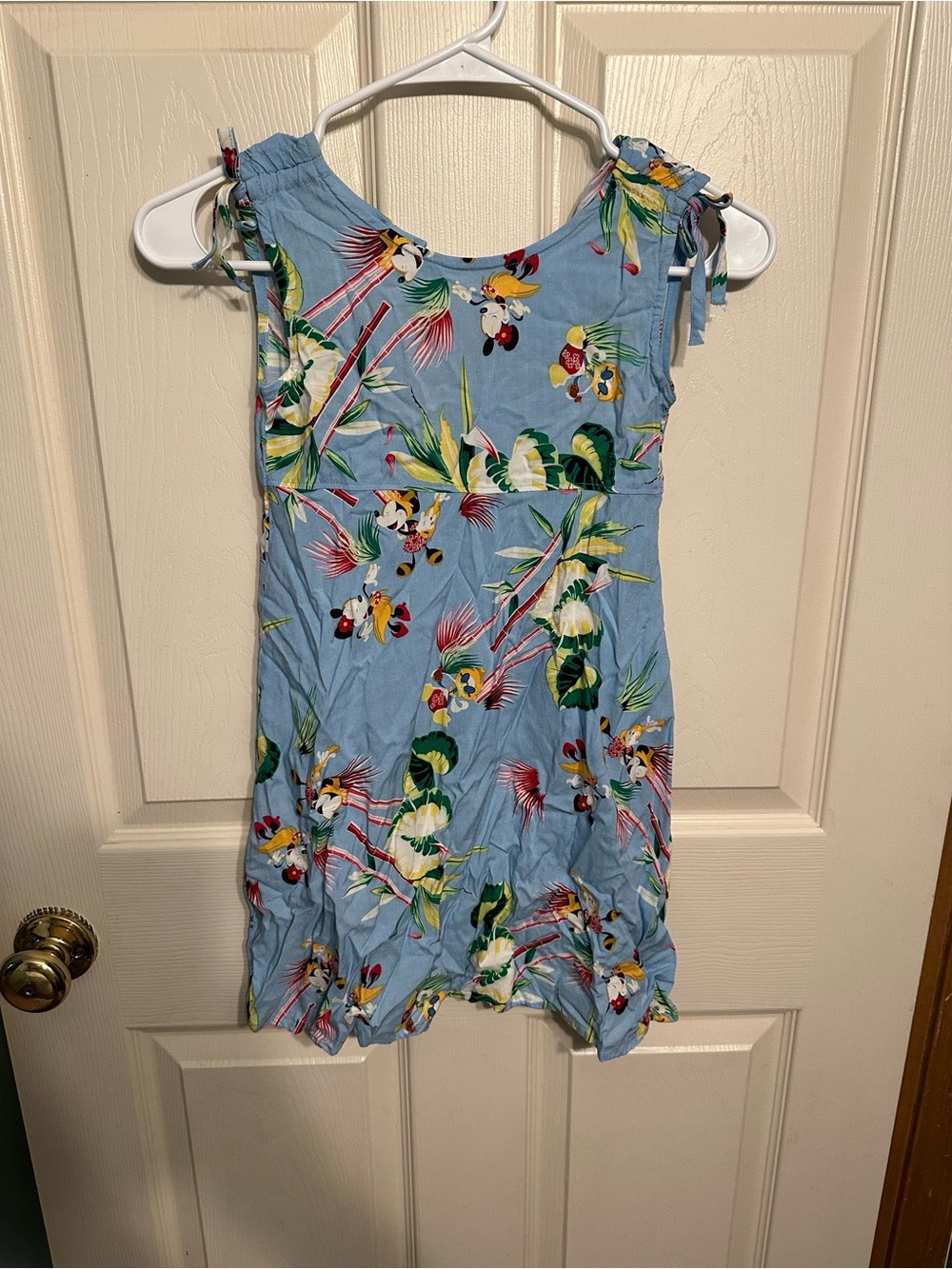 Disney Light Blue Tropical Print Tie-Shoulder Dress
